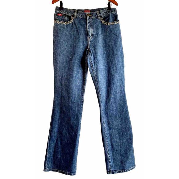Vintage Chaps Women’s Denim Sz 8 Beaded Pockets Medium-Wash High Rise Mom Jeans - Picture 2 of 13